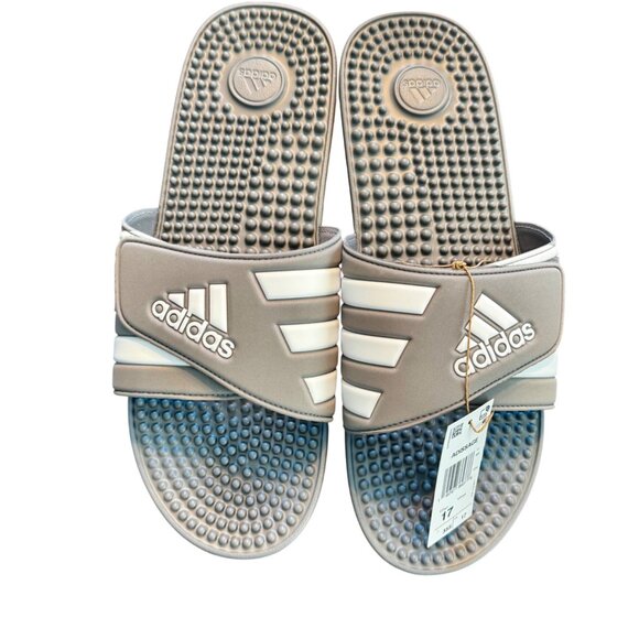 adidas Other - Adidas Adissage Slides Grey White Massage Sandals Mens Size 17